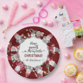 レッドホワイト格言メリーリトルクリスマススノーフレーク ペーパープレート (パーティー)