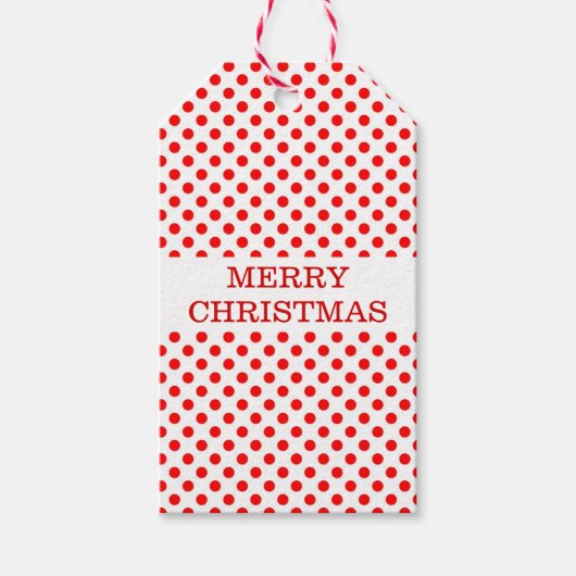 レッドホワイト水玉模様パターンクリスマス抱き枕 ギフトタグ (正面)