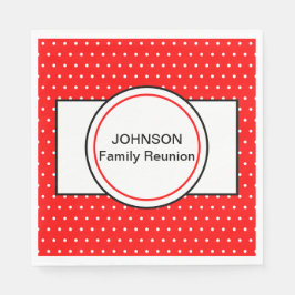 レッドホワイト水玉模様ファミリー懇親会 スタンダードランチョンナプキン