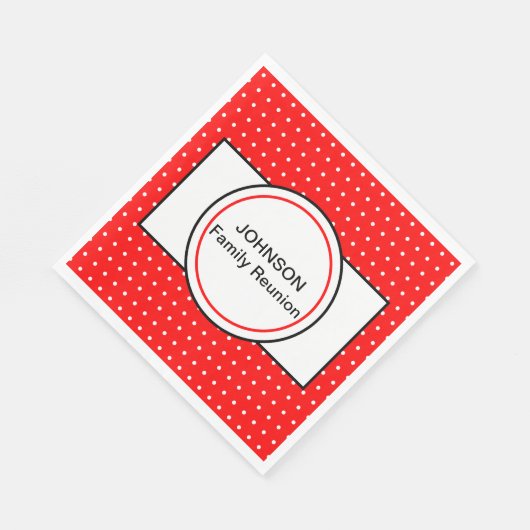 レッドホワイト水玉模様ファミリー懇親会 スタンダードランチョンナプキン (角)