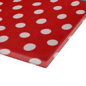 レッドホワイト水玉模様ブライトアクアネームモノグラム カッティングボード (角)