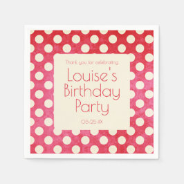 レッドホワイト水玉模様 スタンダードカクテルナプキン