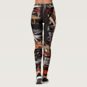 レッドホワイト白黒絵画抽象芸術#2 レギンス (裏面)