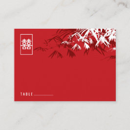 レッドホワイト竹葉のソバ中国のイ結婚ズ プレイスカード