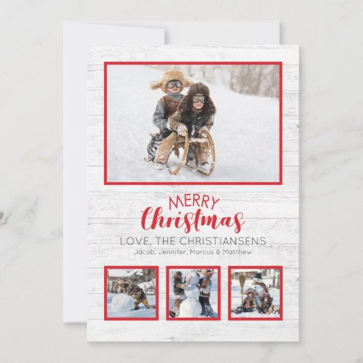 レッドホワイト素朴ウッドフォトクリスマス (正面)