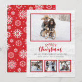 レッドホワイト素朴ウッドフォトクリスマス (正面/裏面)