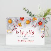 レッドホワイト金ゴールドオーナメント企業のクリスマスパーティー 招待状 (スタンド正面)