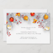 レッドホワイト金ゴールドオーナメント企業のクリスマスパーティー 招待状 (裏面)