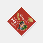 レッドホワイト金ゴールドクラス2025グラッドフォト卒業 スタンダードカクテルナプキン (角)