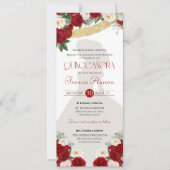 レッドホワイト金ゴールド開花パペルピカドチャロカリン 招待状 (正面)