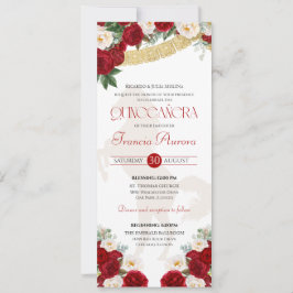 レッドホワイト金ゴールド開花パペルピカドチャロクリンI 招待状