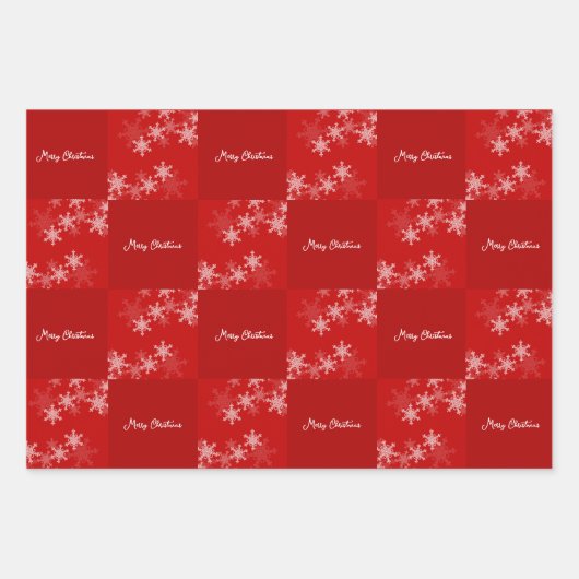 レッドホワイト雪のミニマリスト写真クリスマス ラッピングペーパーシート (正面2)