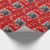 レッドホワイト雪のミニマリスト写真クリスマス ラッピングペーパー (角)
