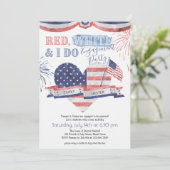 レッドホワイト&アイドーヴィンテージ婚約パーティ 招待状 (スタンド正面)