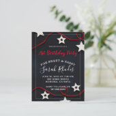 レッドホワイト&ブラックスイートアンドサッシスターズ誕生日 インビテーションポストカード (スタンド正面)