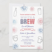 レッドホワイト&ブリューカップルウェディングシャワーパーティー 招待状 (正面)