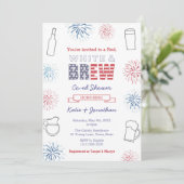 レッドホワイト&ブリューカップルウェディングシャワーパーティー 招待状 (スタンド正面)