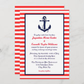 レッドホワイト&ブルーいかり-結婚式招待状 招待状 (正面/裏面)