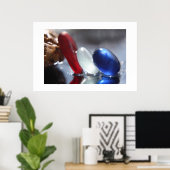 レッドホワイト&ブルーシーグラス ポスター (ホームオフィス)