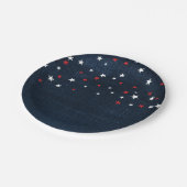 レッドホワイト&ブルースターズデニムカスタムパーティー ペーパープレート (アングル)