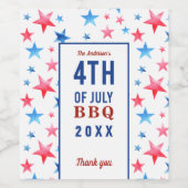 レッドホワイト&ブルースターズ7月4日バーベキュー ワインラベル (シングルラベル)