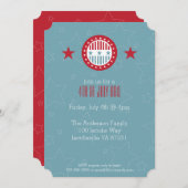 レッドホワイト&ブルースターズ7月4日招待状 招待状 (正面/裏面)