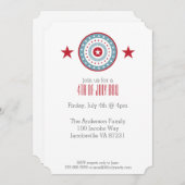 レッドホワイト&ブルースターズ7月4日招待状 招待状 (正面/裏面)