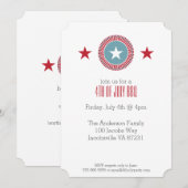 レッドホワイト&ブルースターズ7月4日招待状 招待状 (正面/裏面)