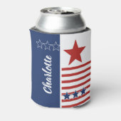 レッドホワイト&ブルースターズ&ストライプパーソナライズされたズ 缶クーラー (缶裏面)