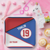 レッドホワイト&ブルースポーツテーマ紙プレート ペーパープレート (パーティー)