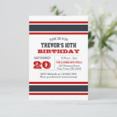 レッドホワイト&ブルーチーム誕生日招待状 招待状 (スタンド正面)