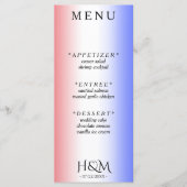 レッドホワイト&ブルーディナグラデーションーウェディングレセプション メニュー (正面)