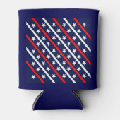 レッドホワイト&ブルーパターン（の模様が）あるクーラーボックス 缶クーラー (正面)