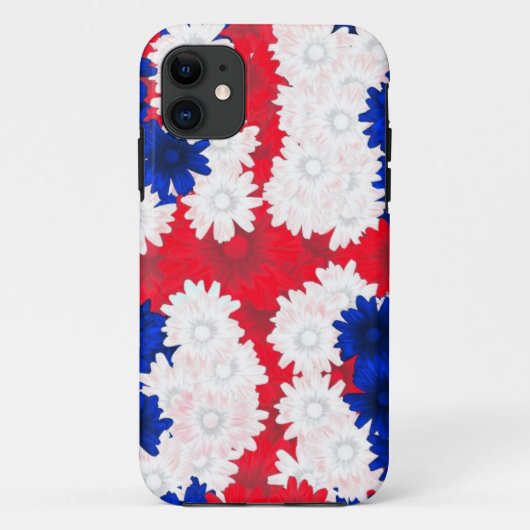 レッドホワイト、ブルーフローラ Case-Mate iPhoneケース (裏面)