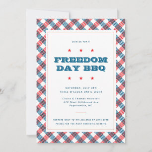 レッドホワイト&ブループレイド7月4日BBQ 招待状