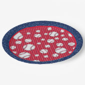 レッドホワイト&ブルーベースボール紙プレート ペーパープレート (アングル)