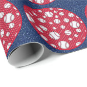 レッドホワイト&ブルーベースボール紙プレート ラッピングペーパー (ロールコーナー)