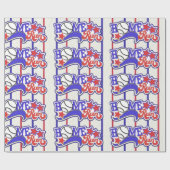 レッドホワイト&ブルーホーム走ベースボールストライプの紙 ラッピングペーパー (フラット)