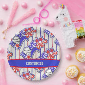 レッドホワイト&ブルーホーム走ベースボールストライプの ペーパープレート (パーティー)