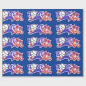 レッドホワイト&ブルーホーム走野球ラッピング紙 ラッピングペーパー (フラット)