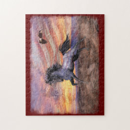 レッドホワイト&ブルーマスタングホース ジグソーパズル