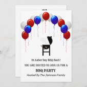 レッドホワイト&ブルーレイバーブBBQパーティの招待状 招待状 (正面/裏面)