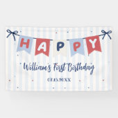 レッドホワイト&ブルー愛国的な誕生日 横断幕 (横)