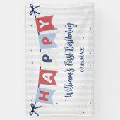 レッドホワイト&ブルー愛国的な誕生日 横断幕 (縦)