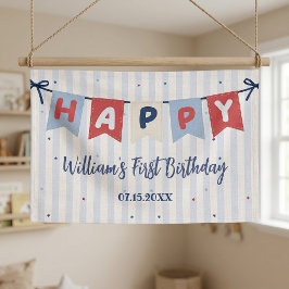 レッドホワイト&ブルー愛国的な誕生日 横断幕