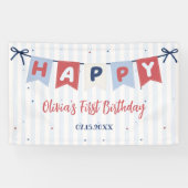 レッドホワイト&ブルー愛国的な誕生日 横断幕 (横)
