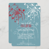 レッドホワイト&ブルー花火7月4日招待状 招待状 (正面/裏面)