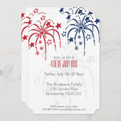 レッドホワイト&ブルー花火7月4日招待状 招待状 (正面/裏面)