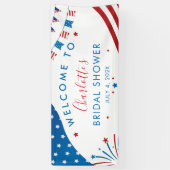レッドホワイト&ブルー4th 7月ウェルカムブライダルシャワー 横断幕 (縦)