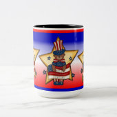 レッドホワイト&ブルー7月4日ベアーマグ ツートーンマグカップ (中央)